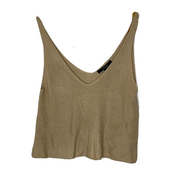 Forever 21 Women Beige Knit Tank Top Casual Formal Size Small NWT - Picture 1 of 7